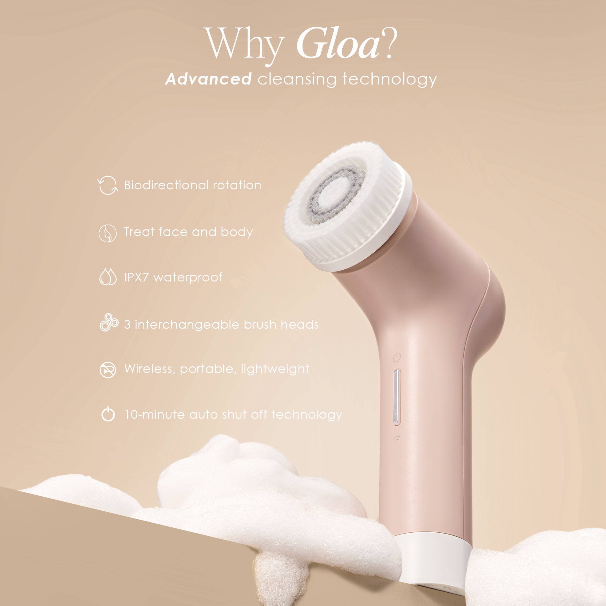 Gloa Face and Body Cleansing Brush Gently removes deep-seated impurities for refreshed, radiant skin