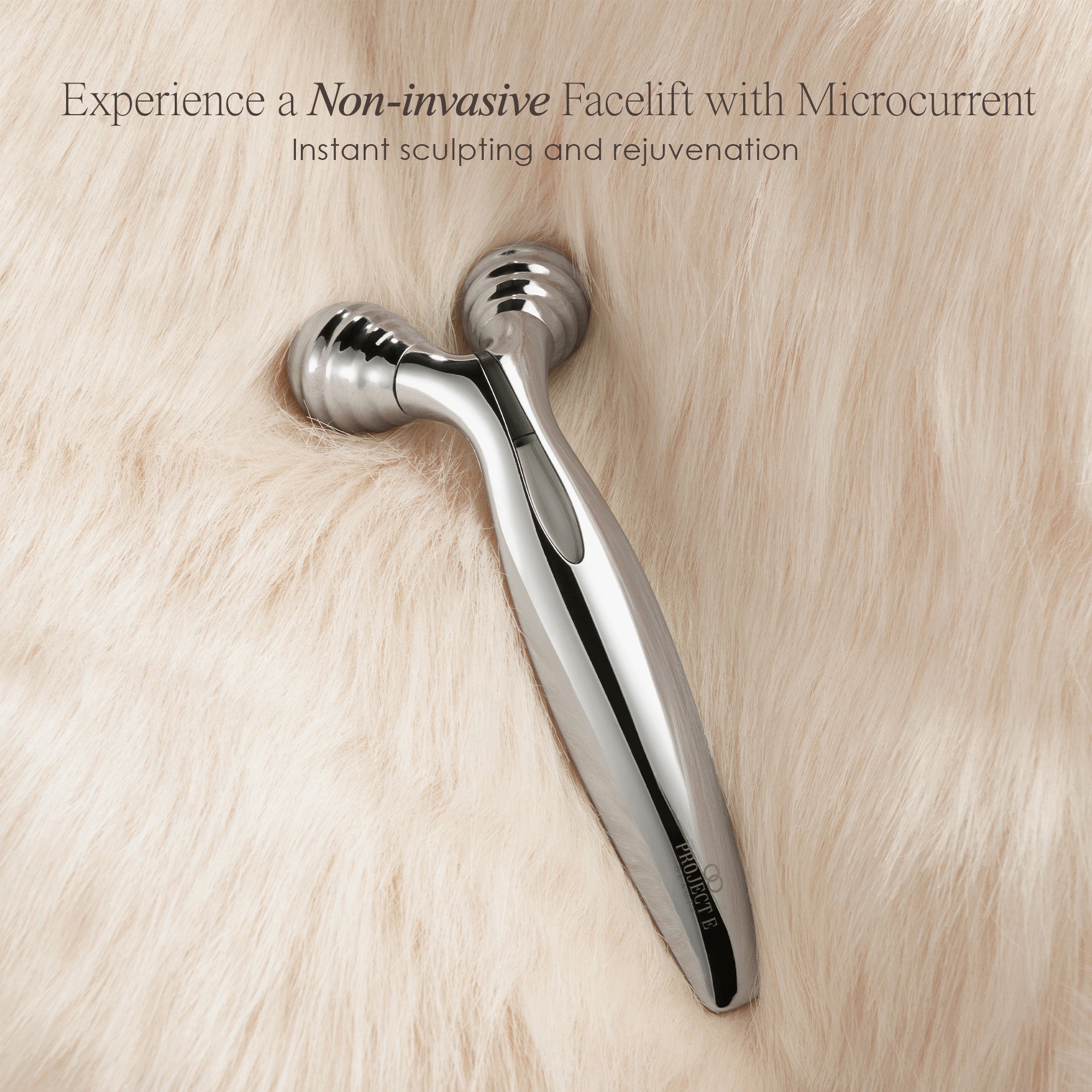 Vora microcurrent facial roller showing skin tightening function