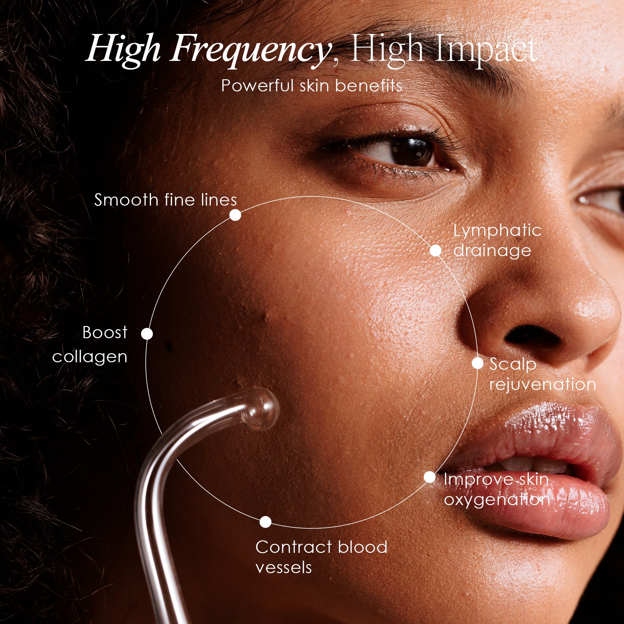 Faisca neon high frequency wand showing high frequency treatment benefits such as skin smoothing